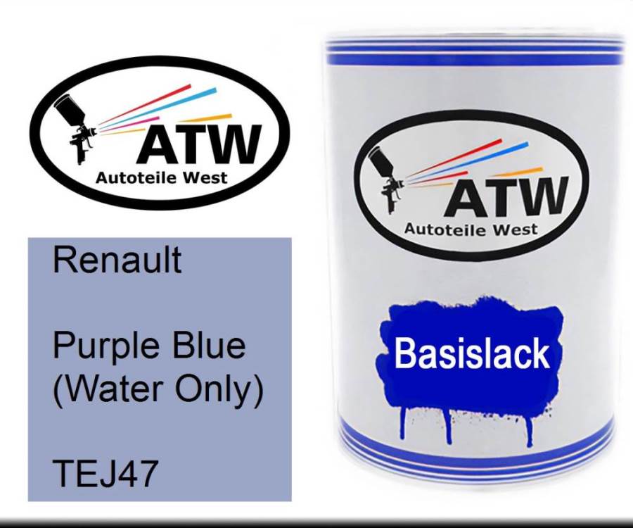 Renault, Purple Blue (Water Only), TEJ47: 500ml Lackdose, von ATW Autoteile West.